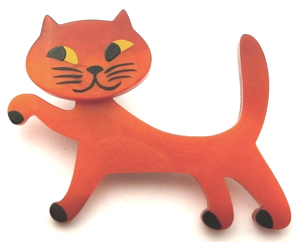 Pavone red cat Titi brooch