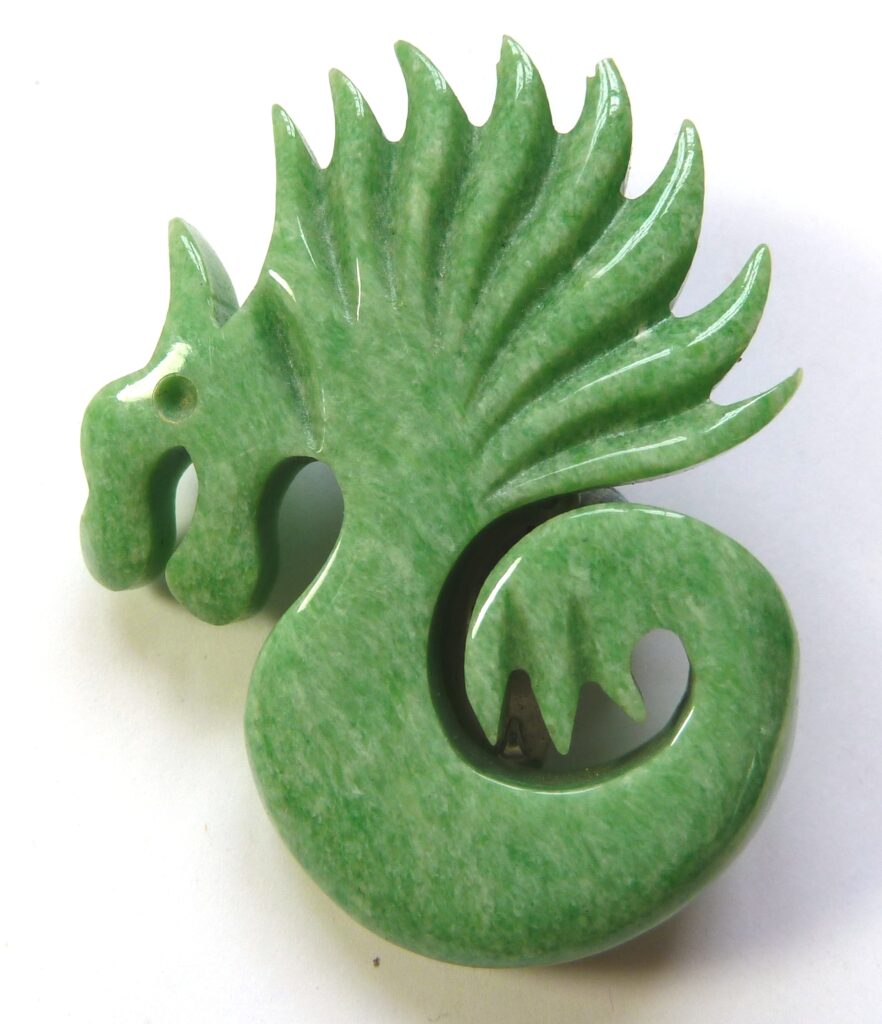 green galalith dragon clip