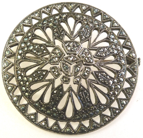 round marcasite brooch