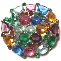 Czech. multicoloured stones brooch