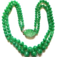 2 row green beds faux jade clasp