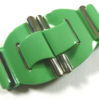 green silver glass belt buckle