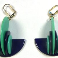 turquoise navy semicircle earrings