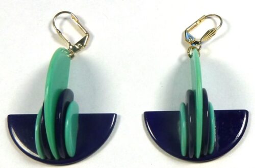 turquoise navy semicircle earrings