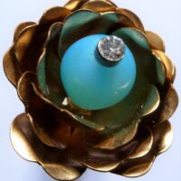 blue flower vintage hat pin