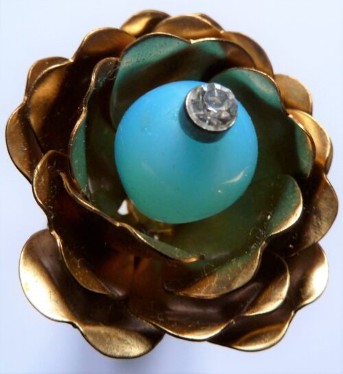 blue flower vintage hat pin