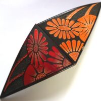 Very large triangular red flower buckle