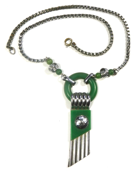 Buy Art Deco Camphor Glass & Diamond Pendant Necklace in 14K White Gold  Online | Arnold Jewelers