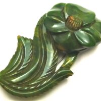 green bakelite flower brooch