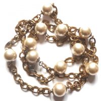 pearl gilt chain long necklace