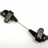 double ended black diamante cloche pin