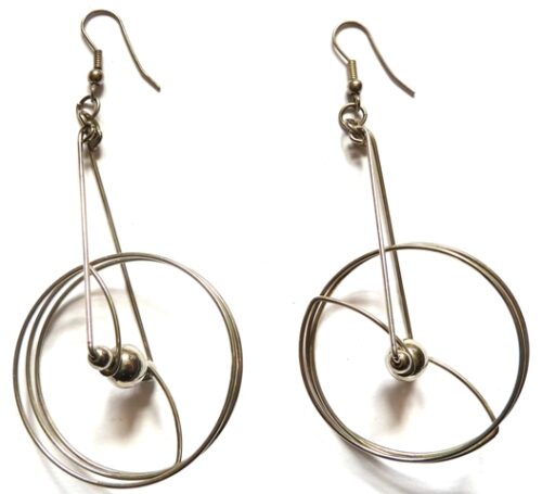 white metal circles earrings