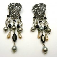 Askew marcasite black pearl studs