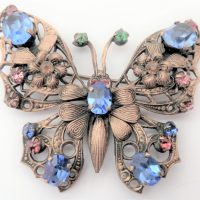 Czch blue stone butterfly brooch