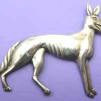 Mexican silver dog brooch