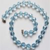 blue faceted glass beads necklace