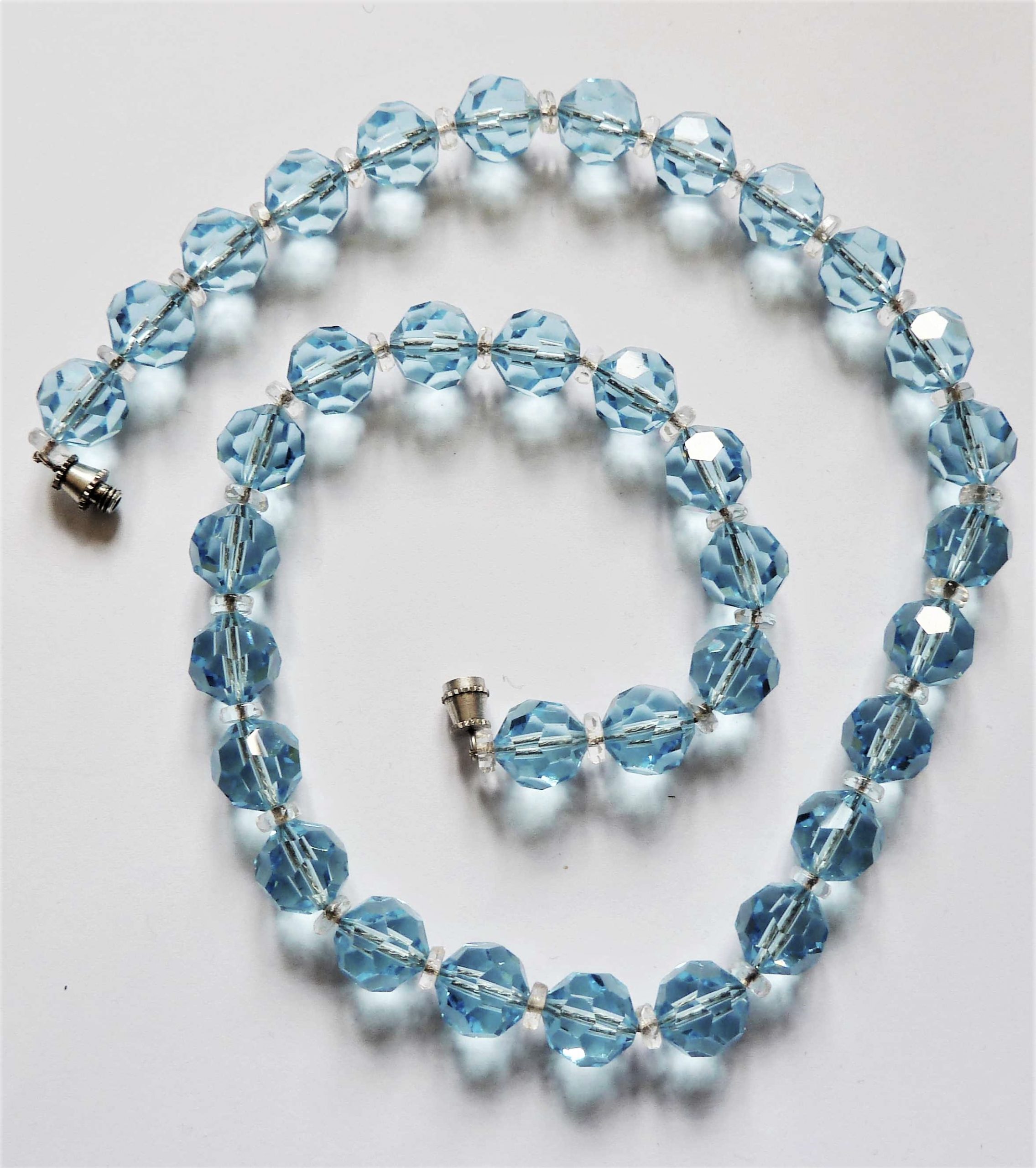 BLUE FACETED GLASS BEADS NECKLACE - DECO PERIOD - Gillian Horsup ...