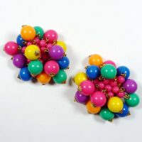 coloured beads clip earrings