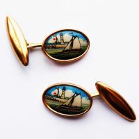 mid 20th century sailing boat cufflinks