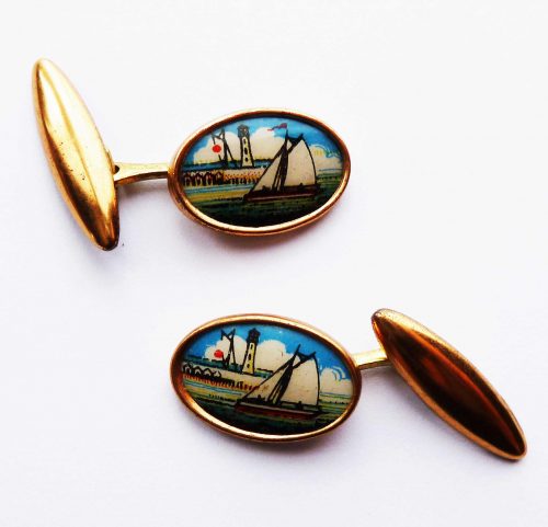 mid 20th century sailing boat cufflinks