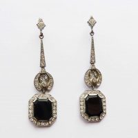 diamante black stone earrings