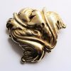 Trifari TM gold tone large brooch