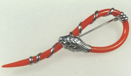 Charles Horner red snake brooch