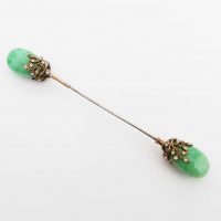 Czech. deco green stone jabbo pin