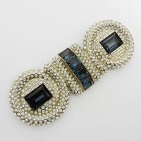 Swarovski.Lagerfeld diamante blue stones brooch