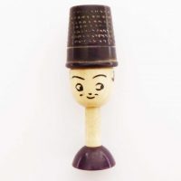 celluloid sewing thimble container face 3632