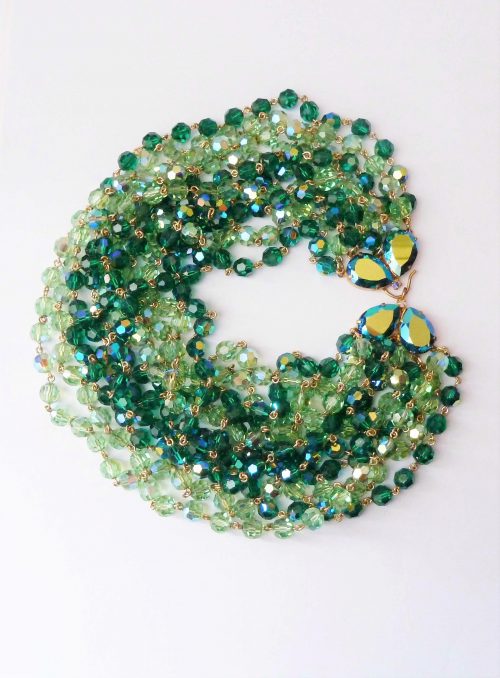 multistrand green beads necklace