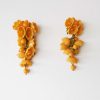 orange flower dangley clip earrings