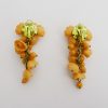 ornge clowers dangley clip earrings back