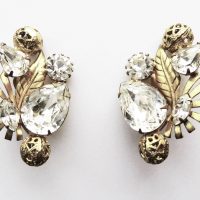 Askew gilt diamante clip earrings