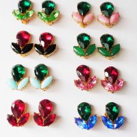 coloured glass stones clip earrings