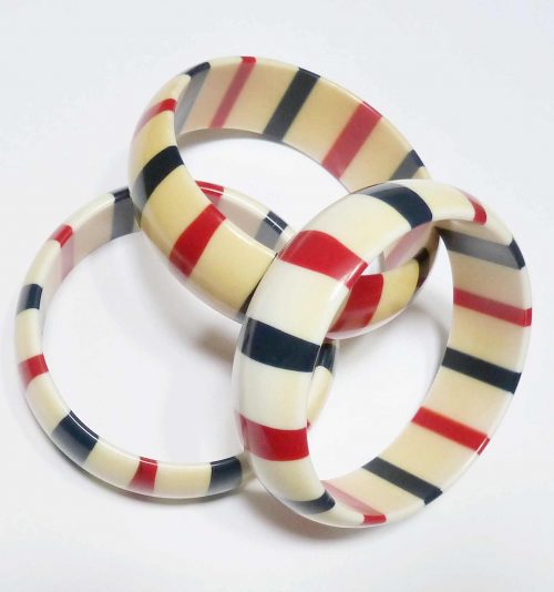 3 striped bakelite bangles