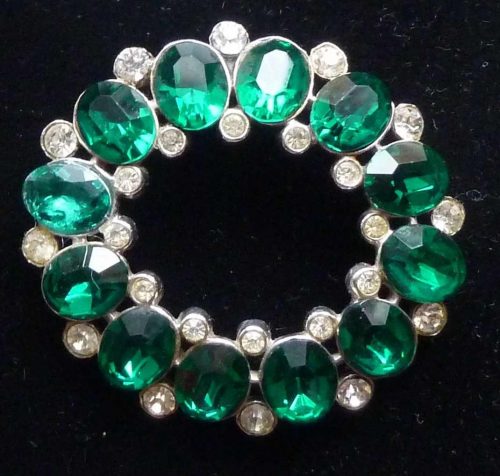 green diamante brooch