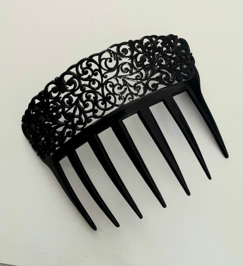 black celluloid hair comb