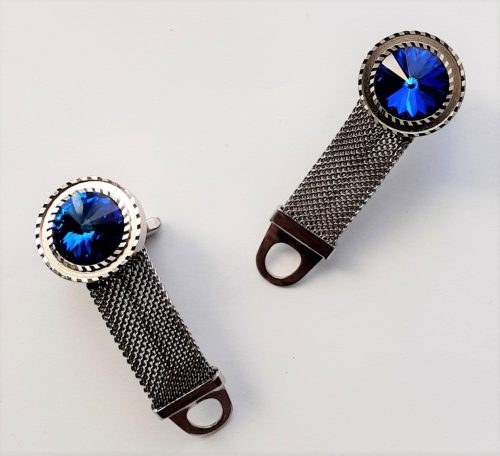 blue rivoli mesh cuff links front