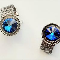 blue rivoli mesh cufflinks