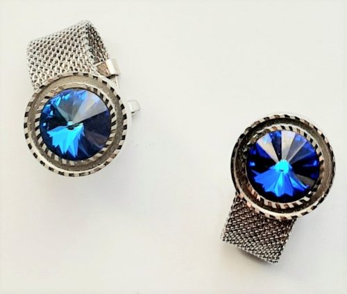 blue rivoli mesh cufflinks