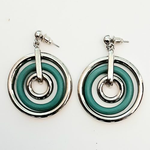 blue chrome deco rings earrings back