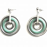 blue chrome deco rings earrings