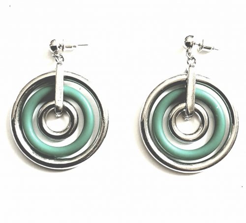 blue chrome deco rings earrings
