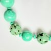 Deco French glass and galalith beds necklace close up