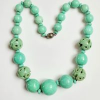 Deco French glass and galalith beads necklace