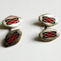 Deco red black cufflinks front