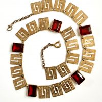 red stone gilt necklace vintage