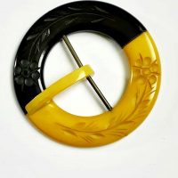 black yellow bakelite buckle