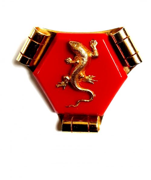 Painleve red salamander brooch